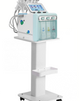 Hydrafacial Machine sits on White Salon Trolley Rolling Cart