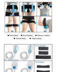 Product features of EMSlim Machine, Handles and bandages are applied to leg, arms, shoulders, hips