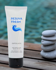 Tube of Rejuva Fresh Mint Facial Polish, Water, small rocks