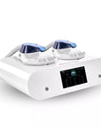 Desktop EMSculpting Machine, White and blue color, with two treatment handles 