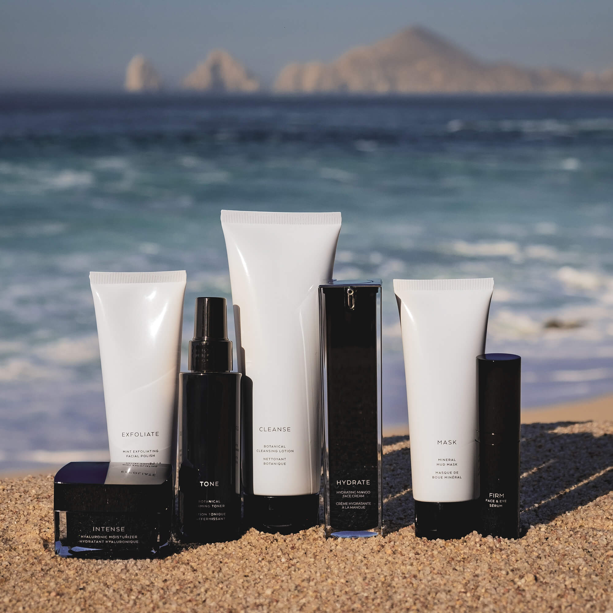 Rejuva Fresh skincare on the sand at the beach